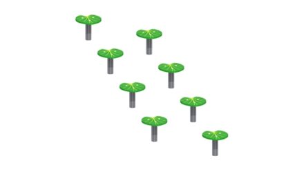 Forhindringsbane med plader til balance, designet til børns motoriske udvikling og sjove legeoplevelser.